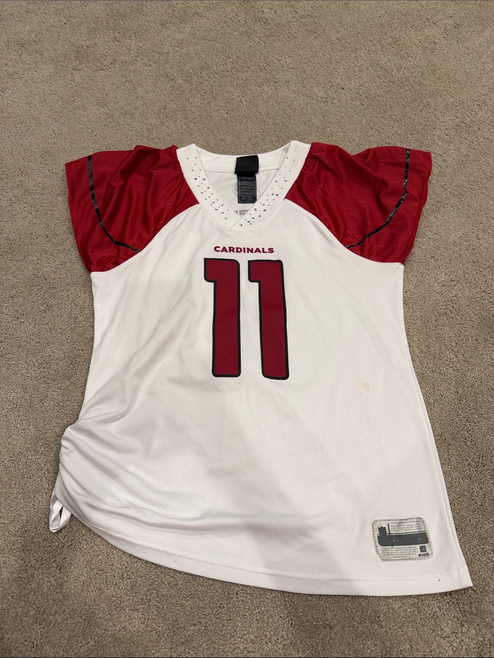Reebok White and Red Cardinals #11 Women's Jersey